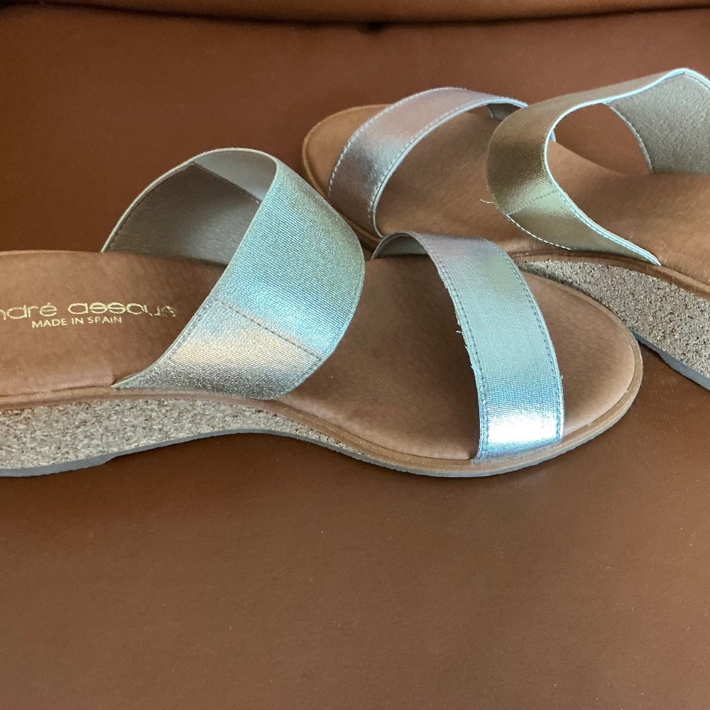 André Assous Gwenn Two Tone Metallic Cork Wedges Size 8 M